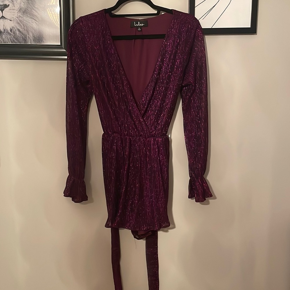Lulus sparkly purple romper. Size SM. Like new. No stains or rips.
